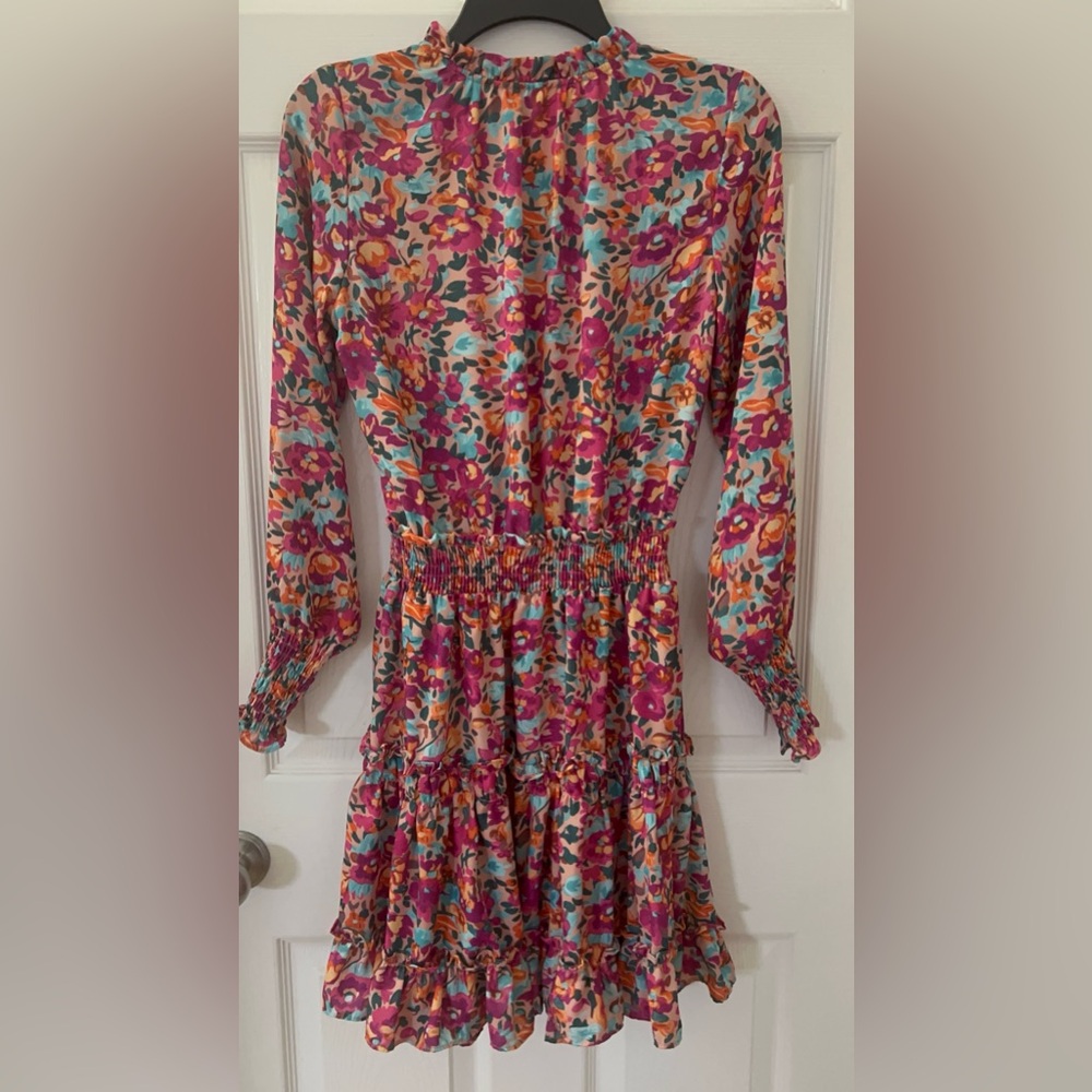 Floral Ruffle Smock-Waist Mini Dress in Multi-Color - Picture 5 of 12
